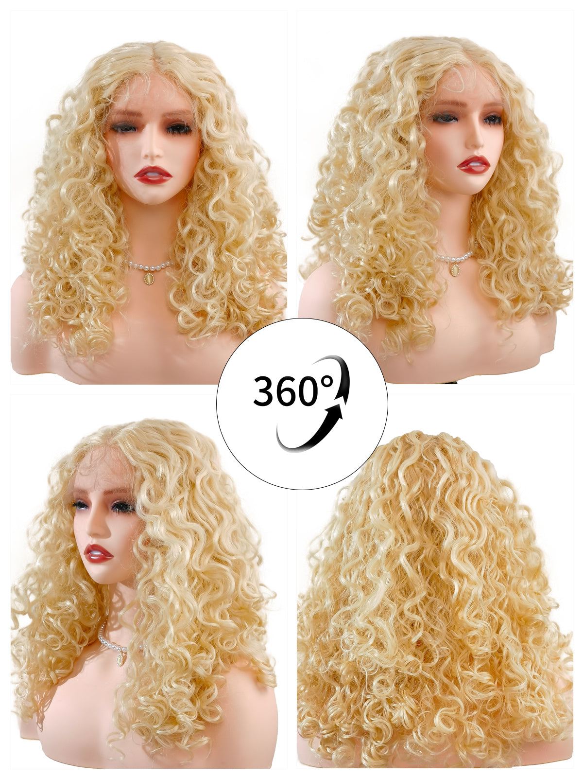 [Sofia] Ailsas's Wigs Blonde Snythetic Lace Front Kinky Curly Middle Part Wigs 78033