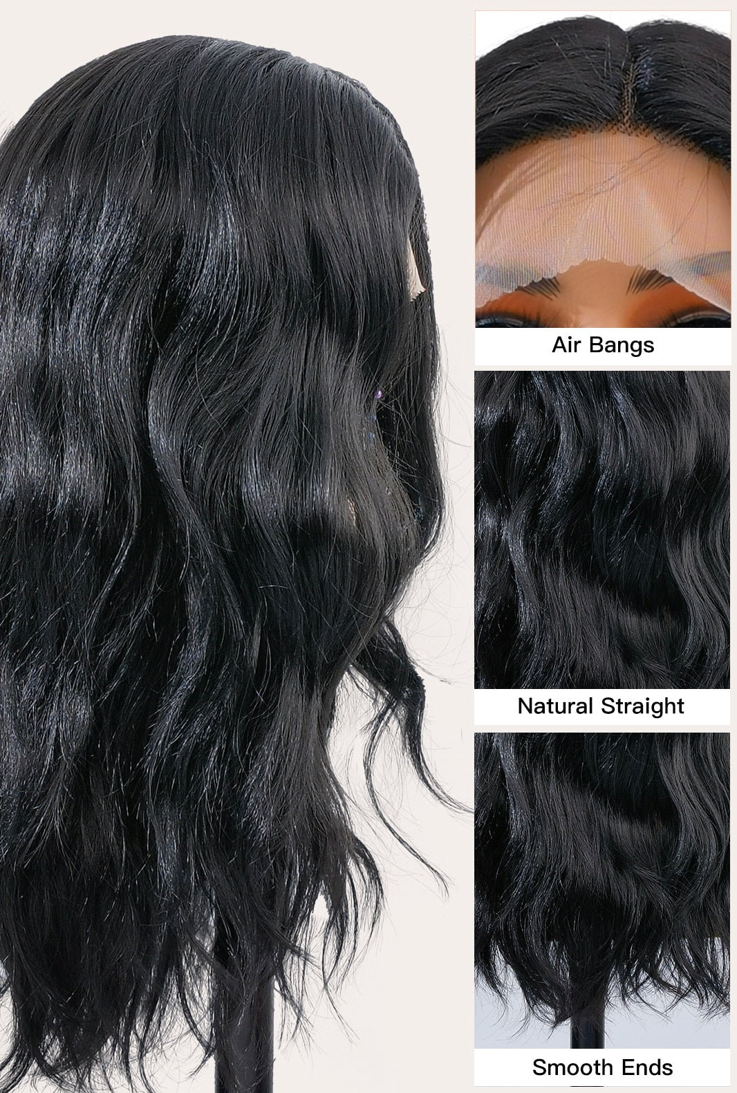 Maya | Natural Black Curly Wig | Realistic Hair Lace Front Wig - Ailsa's Wigs