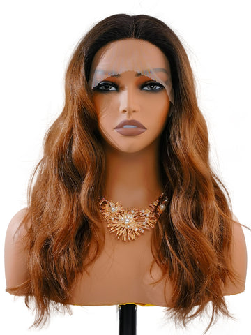 Harper | Ombre Black to Brown Curly Wig | 18-Inch Mid Length - Ailsa's Wigs