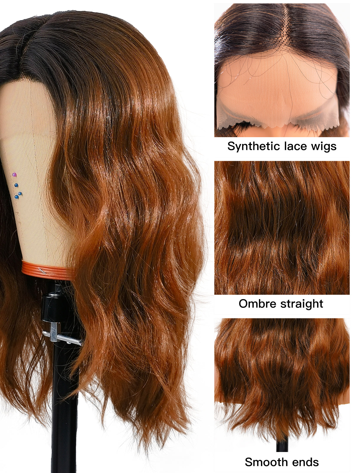 [Harper] Ailsas's Wigs Ombre 1B/24 T Part Lace Front Wigs for Women Synthetic Wigs 780035