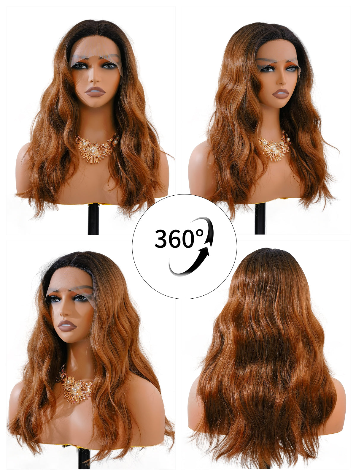 [Harper] Ailsas's Wigs Ombre 1B/24 T Part Lace Front Wigs for Women Synthetic Wigs 780035