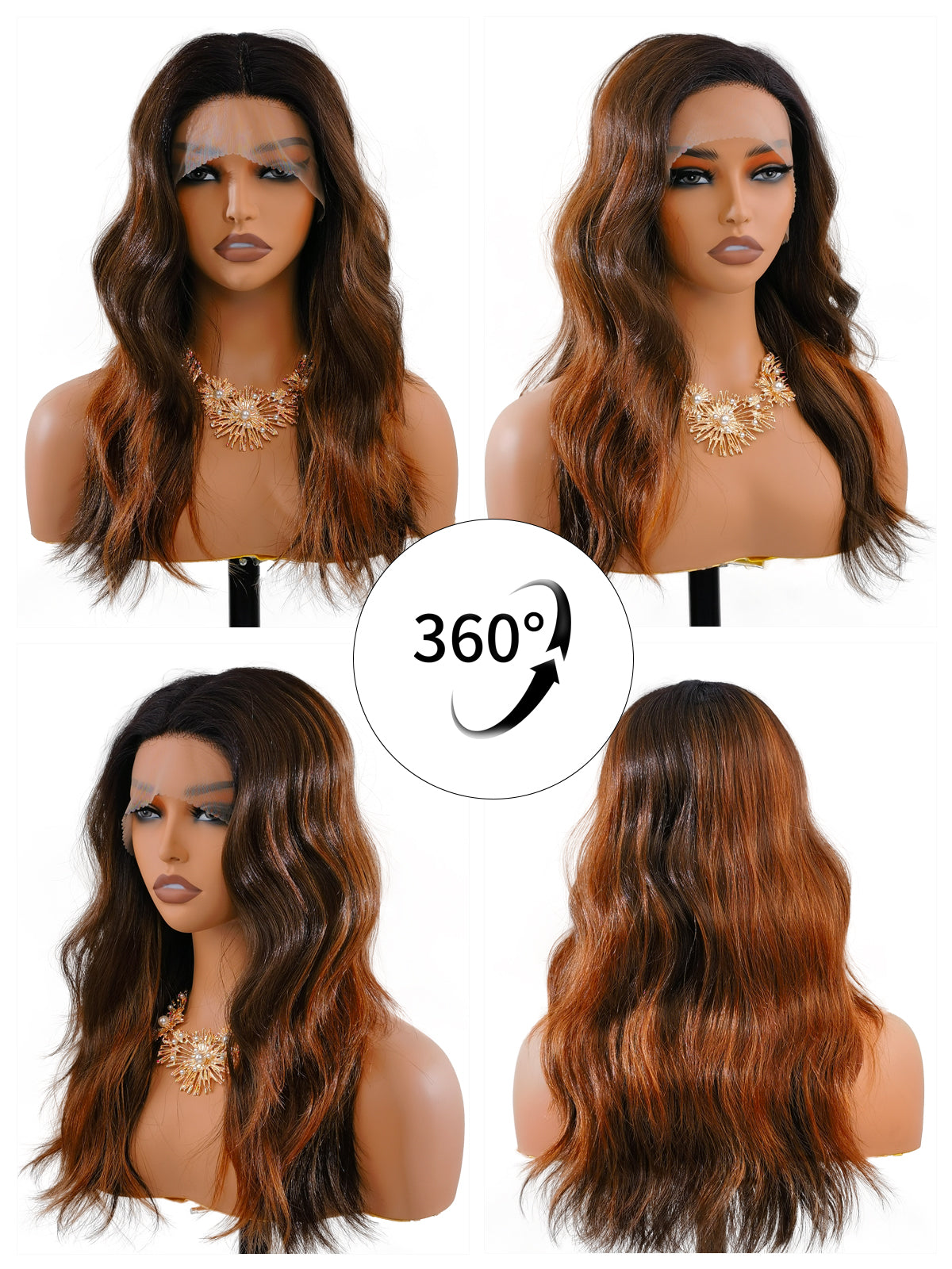 [Grace] Ailsas's Wigs Highlight Lace Front Wigs Brown Synthetic Wigs Natural Look 78036