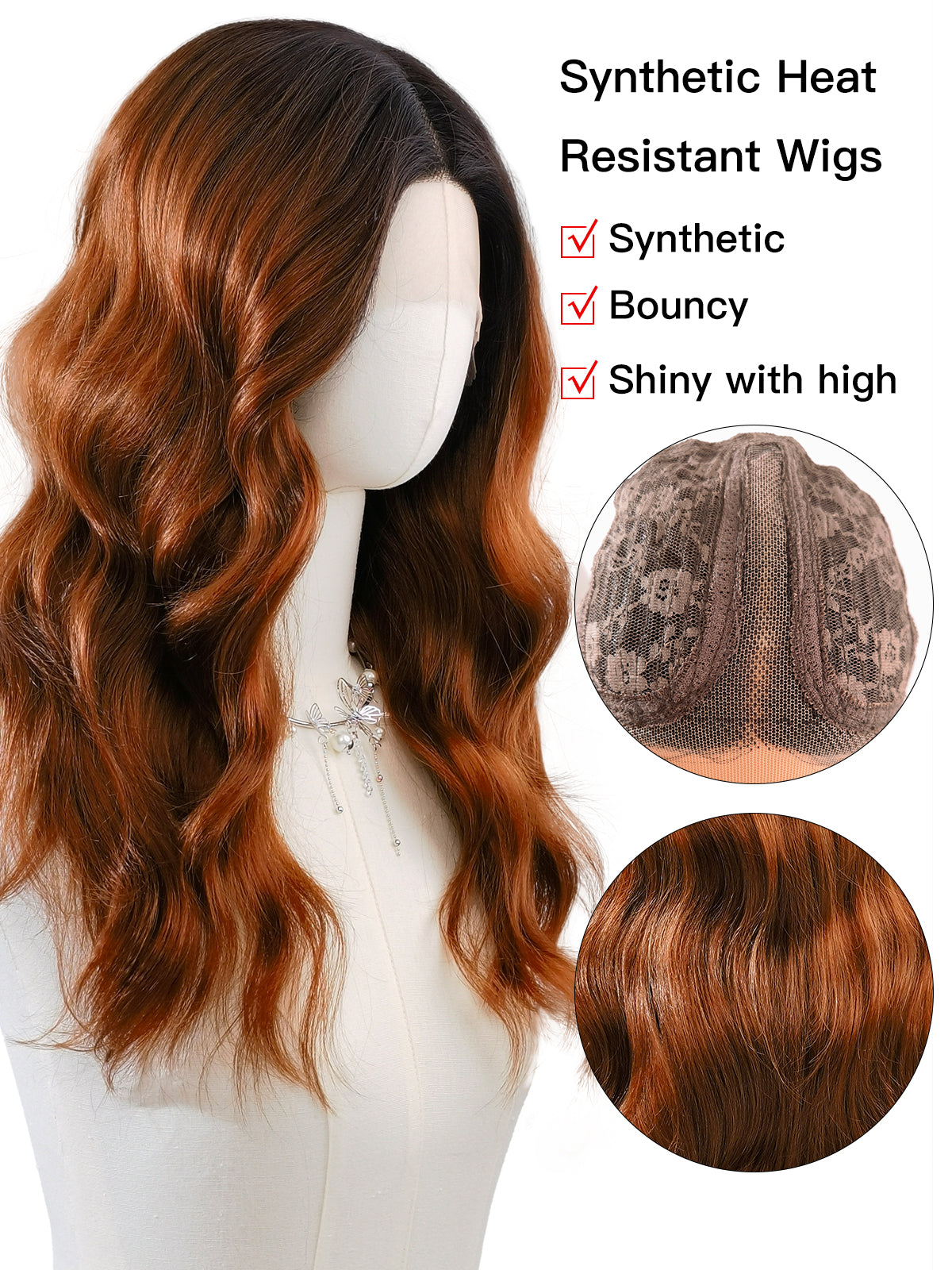 [Camila]Ailsas's Wigs Ombre 1B/4 T Part Lace Front Body Wave Synthetic Wigs 78042