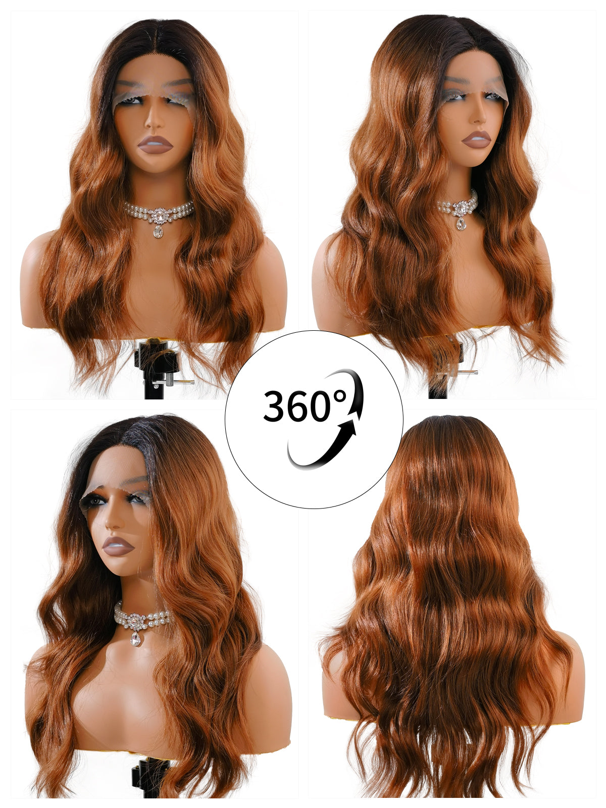 [Camila]Ailsas's Wigs Ombre 1B/4 T Part Lace Front Body Wave Synthetic Wigs 78042