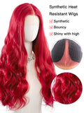 [Scarlett] Red Body Wave Lace Front Wig Synthetic Wig