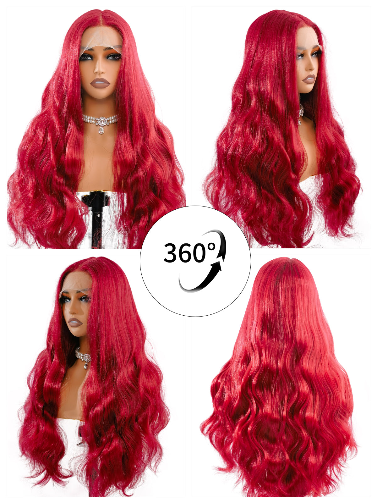 [Scarlett] Red Body Wave Lace Front Wig Synthetic Wig