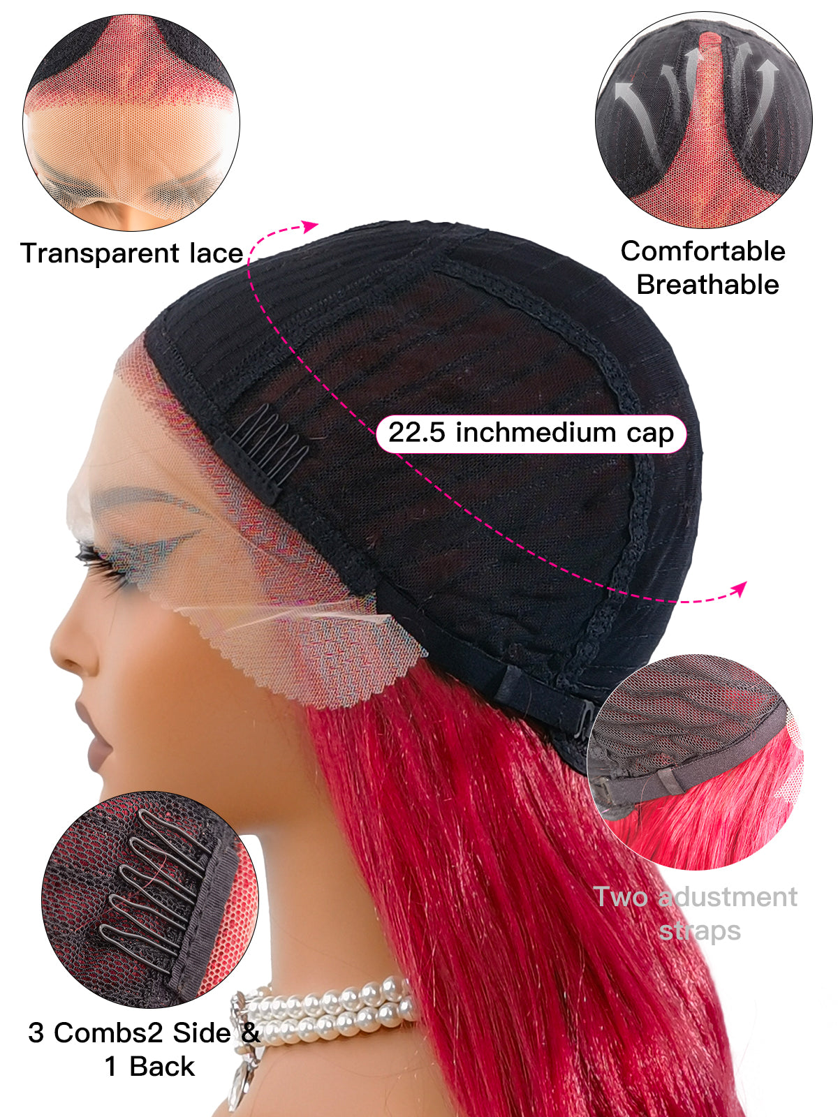 [Scarlett] Red Body Wave Lace Front Wig Synthetic Wig