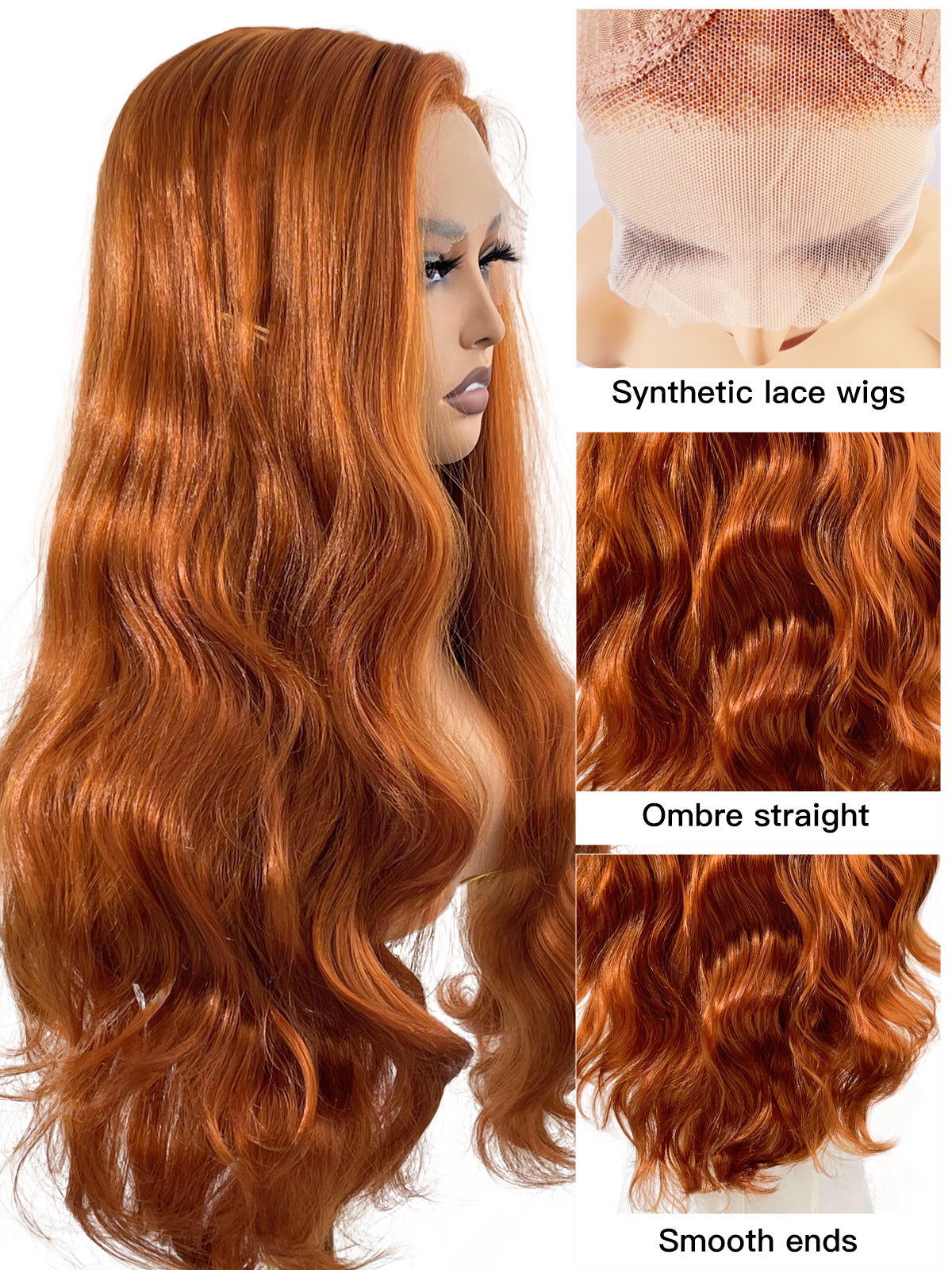 [Isla] Ailsa's Wigs Ginger Body Wave Wig T Part Lace Synthetic Wigs 78045