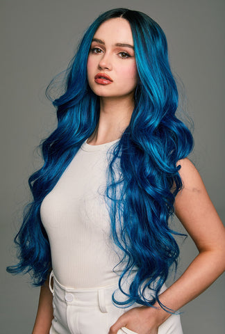 Chloe | Blue Body Wave Wig | 28-Inch Long Layered Party Wig - Ailsa's Wigs