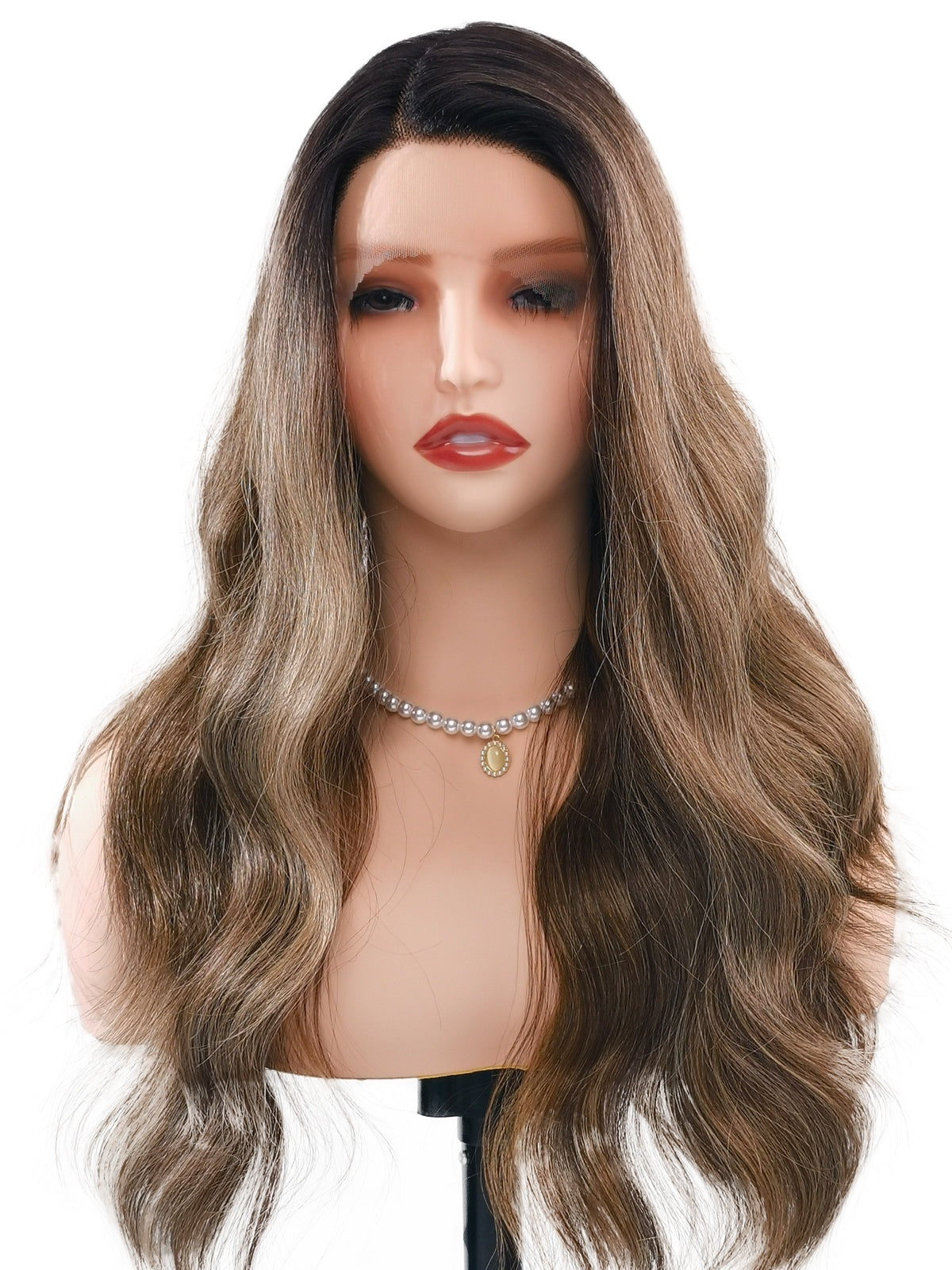 Stella | Balayage Black to Brown and Grey Body Wave Wig | 24 Inch Lace Front Wig - Ailsa's Wigs