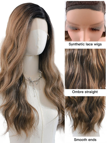 Stella | Balayage Black to Brown and Grey Body Wave Wig | 24 Inch Lace Front Wig - Ailsa's Wigs