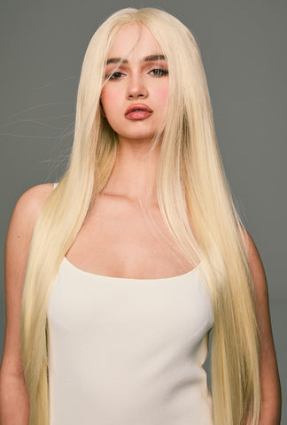 Leah | Platinum Blonde 32-Inch Straight Wig | Premium Synthetic - Ailsa's Wigs