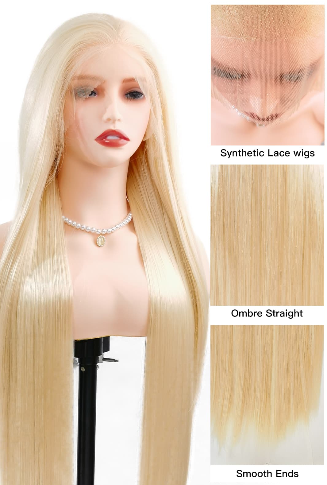 Leah | Platinum Blonde 32-Inch Straight Wig | Premium Synthetic - Ailsa's Wigs