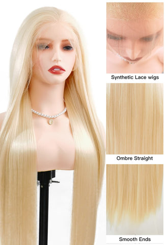 Leah | Platinum Blonde 32-Inch Straight Wig | Premium Synthetic - Ailsa's Wigs