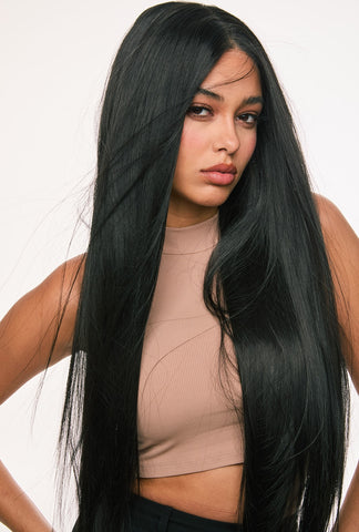 Clara | Natural Black 32-Inch Bone Straight Lace Front Wig | 13x6 Lace Front - Ailsa's Wigs