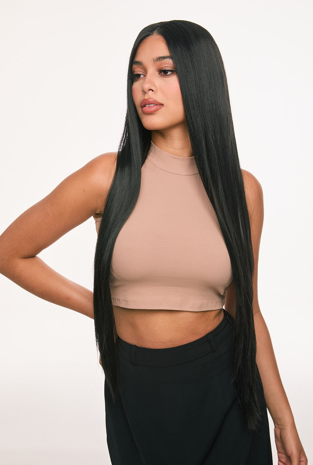 Clara | Natural Black 32-Inch Bone Straight Lace Front Wig | 13x6 Lace Front - Ailsa's Wigs