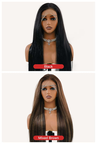 Clara | Natural Black 32-Inch Bone Straight Lace Front Wig | 13x6 Lace Front - Ailsa's Wigs