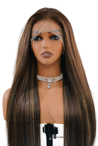 Clara | Natural Black 32-Inch Bone Straight Lace Front Wig | 13x6 Lace Front - Ailsa's Wigs