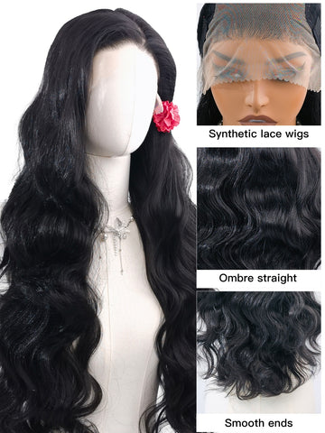 Addison | Natural Black 28-Inch Body Wave Lace Front Wig | Premium Synthetic - Ailsa's Wigs