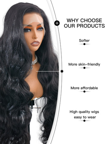 Addison | Natural Black 28-Inch Body Wave Lace Front Wig | Premium Synthetic - Ailsa's Wigs