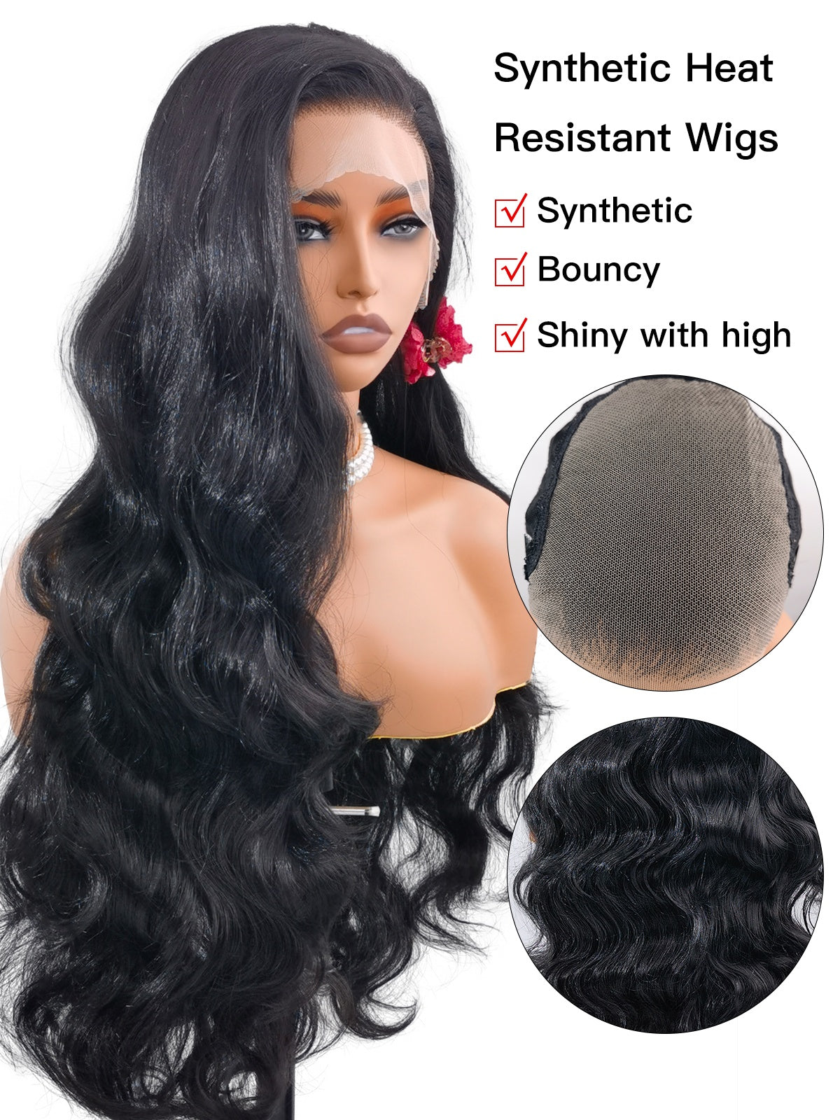 Addison | Natural Black 28-Inch Body Wave Lace Front Wig | Premium Synthetic - Ailsa's Wigs