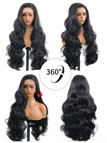 Addison | Natural Black 28-Inch Body Wave Lace Front Wig | Premium Synthetic - Ailsa's Wigs