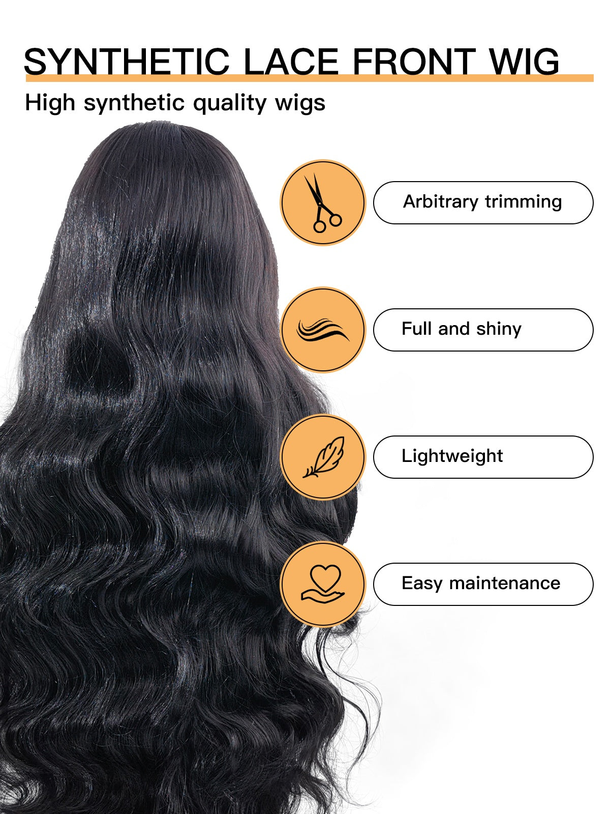 Addison | Natural Black 28-Inch Body Wave Lace Front Wig | Premium Synthetic - Ailsa's Wigs