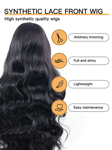 Addison | Natural Black 28-Inch Body Wave Lace Front Wig | Premium Synthetic - Ailsa's Wigs