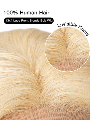 100% Human Hair 613 Blonde Wig - HD Lace Bob Straight Wig | Lewis and Ailsa