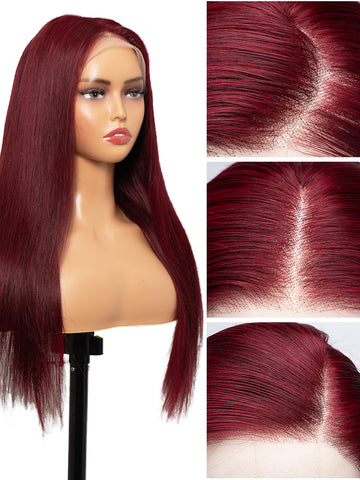 100% Human Hair Burgundy 13x4 Frontal HD Lace Wig High-Quality | Lewis and Ailsa