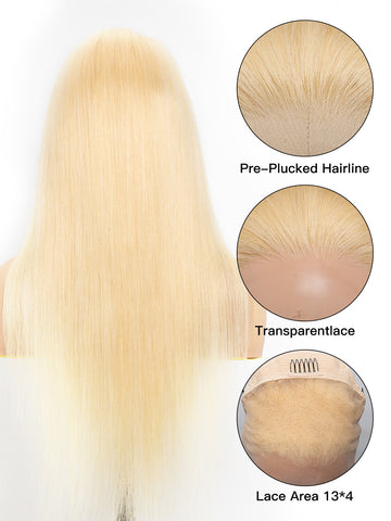 613 Blond Long Straight Wig - 100% Human Hair HD Lace | Lewis and Ailsa