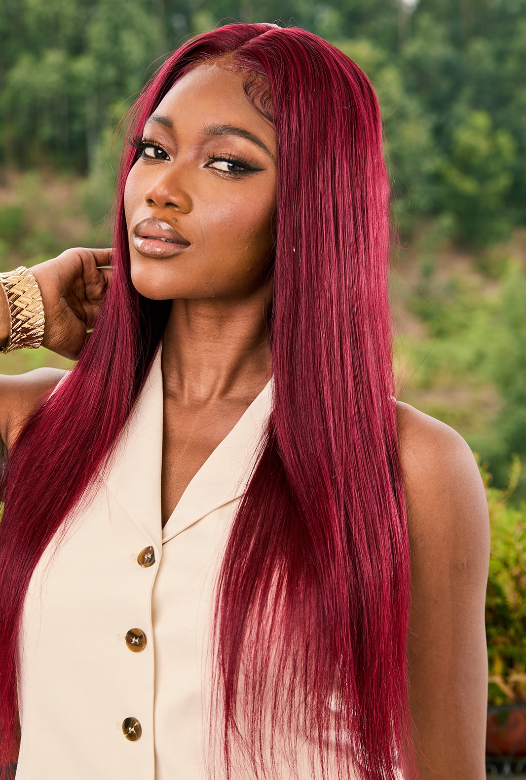 100% Human Hair Burgundy 13x4 Frontal HD Lace Wig High-Quality | Lewis and Ailsa