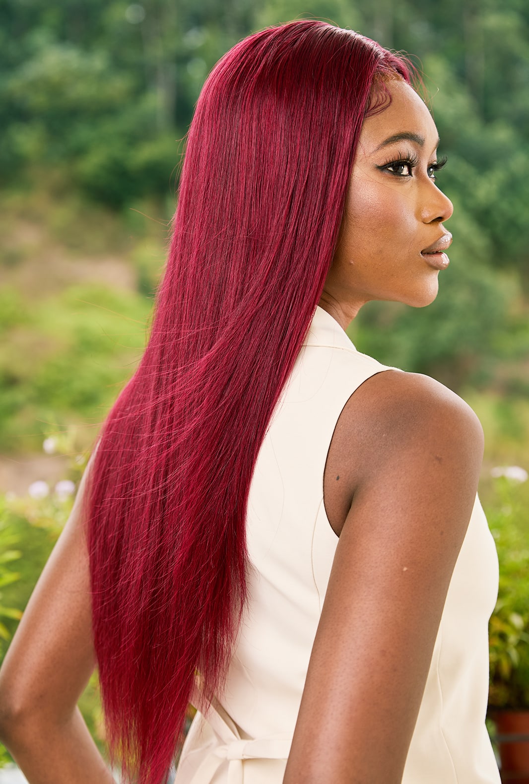 100% Human Hair Burgundy 13x4 Frontal HD Lace Wig High-Quality | Lewis and Ailsa