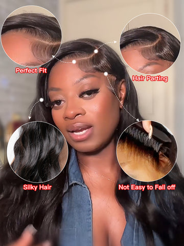 Body Wave Black Wig - HD Lace Pre-plucked Human Hair | Lewis and Ailsa