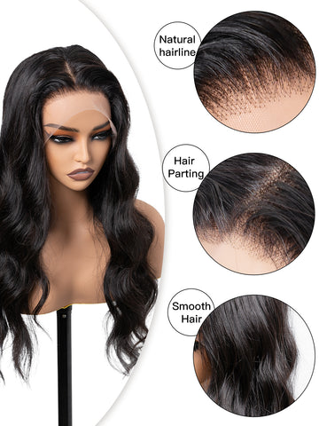 Body Wave Black Wig - HD Lace Pre-plucked Human Hair | Lewis and Ailsa